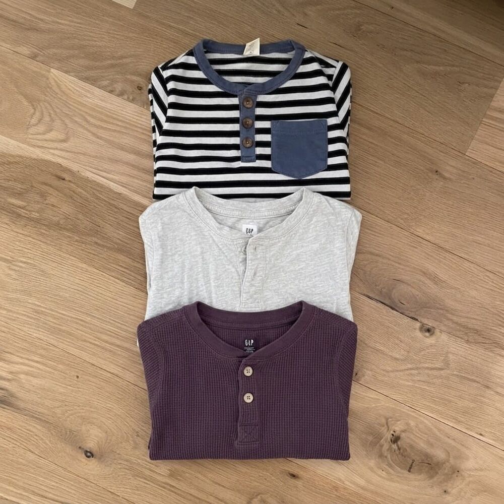Baby Gap & Shein Henley Shirt Bundle Lot Size 6-12M Purple Grey Striped